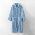 thumbnail image 2 of ManxiVoo Womens Robe Long Bathrobe Cozy Warm Shawl Collar Spa Robe Textured Housecoat Loungewear M Size Sky Blue, 2 of 7