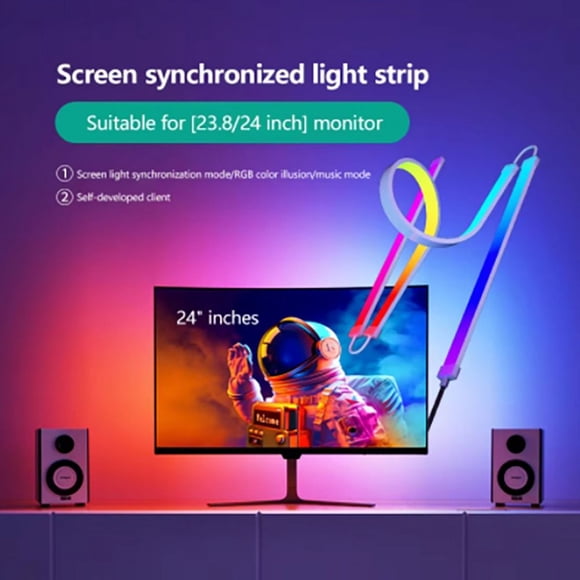 EIGTHTAIL Color Music Game Sync 24” Screen Gaming Amosphere Ambient Smart TV Monitor LED Strip Backlight Light for Computer Screen (32inch)