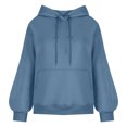 thumbnail image 4 of MeetoTime Women's Hooded Sweatshirt Fall Basic Long Sleeve Solid Color Hoodie Pullover with Pocket, 4 of 6
