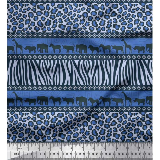 Soimoi Poly Georgette Fabric Animal Skin & Animals Group Fabric Prints by Yard 52 Inch Wide