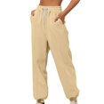 thumbnail image 1 of Pisexur Womens Sweatpants Ribbed Straight Leg Sweatpants High Waist Workout Jogging Pants Trendy Casual Solid Color Sweat Pants Baggy Comfort Drawstring Wide Leg Pants Loungewear with Pockets, 1 of 6