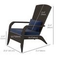 thumbnail image 3 of Outsunny Rattan Adirondack Chair Wicker Fire Pit Chair w/ Cushion Dark Blue, 3 of 10