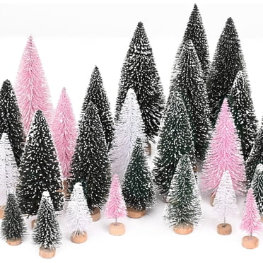 Waipfaru 21 Pcs Mini Christmas Tree Table Decor, Bottle Brush Christmas Trees, , Miniature Pine Trees for Xmas Tabletop Crafts Indoor Decor