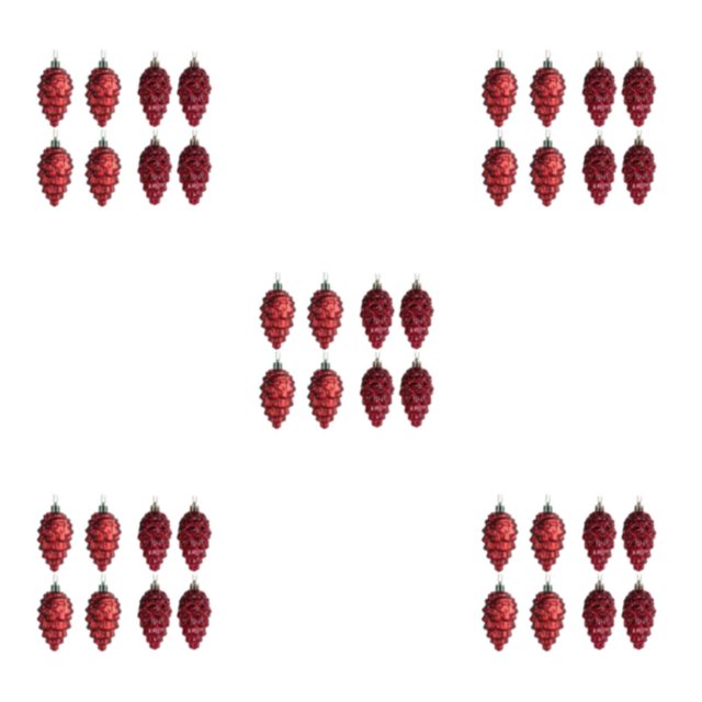 Decodeary 8pack/lot Thoughtful Presents Plastic Pine Cone Decorations For Christmas Tree ABS Plastic Pine Tree Hanging Wine Red 5Set