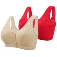 thumbnail image 1 of Yuzhih Bras for Women Front Closure Bra Cotton Full Coverage Comfort Wireless Push up Bralettes 2 Pack, 1 of 2