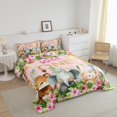 thumbnail image 3 of Erosebridal Cute Elephant Bedding Full Comforter Set, Pink Rose Down Comforter, Cartoon Jungle Animal Decor, Reversible, 3 of 7