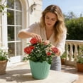 thumbnail image 1 of Weloille Corrugated Round Planter Pot 1 Piece Large Size, Drainage Hole Plant Container, Stylish Home Garden Flower Pot, Suitable for Balcony, Patio, Succulent and Bonsai Planting, 1 of 6