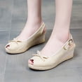 thumbnail image 2 of DPTALR Women's High Heels Linen Straw Sandals Casual Canvas Dress Slippers, 2 of 4