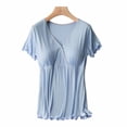 thumbnail image 2 of KIHOUT Vêtements de Maternité pour Femmes Liquidation Femmes Enceintes Allaitement Couleur Col Rond Manches Courtes Col Rond Blouse d'Allaitement, 2 of 3