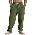 thumbnail image 2 of Styesk Men's Pants Men's Solid Color Casual Elastic Waistband Drawstring Pocket Workwear Pants, 2 of 8