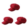 thumbnail image 1 of yingyy Peaked Caps Retro Fashion Breathable Woolen Octagonal Hats Beautiful Lines Easy Matching Sun for Visor Design Headgear Red 3Set, 1 of 6
