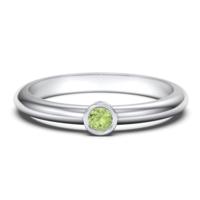 Classic Bezel Set Birthstone Ring - Peridot (August)