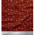 thumbnail image 1 of Soimoi Red Cotton Duck Fabric Leaves & Floral Watercolor Print Sewing Fabric BTY 58 Inch Wide, 1 of 5