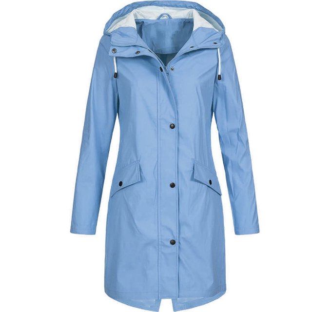 Toyfunny Women‘s Solid Rain Jacket Outdoor Hoodie Waterproof Long Coat Overcoat Windproof