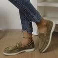 thumbnail image 4 of Mocassins Kaki pour Femmes à Enfiler Bout Rond Bout Fermé Semelle Plate Décontractés Printemps Été Chaussures Extérieur Intérieur Usage Quotidien Polyvalents Design Uni Taille 39, 4 of 9