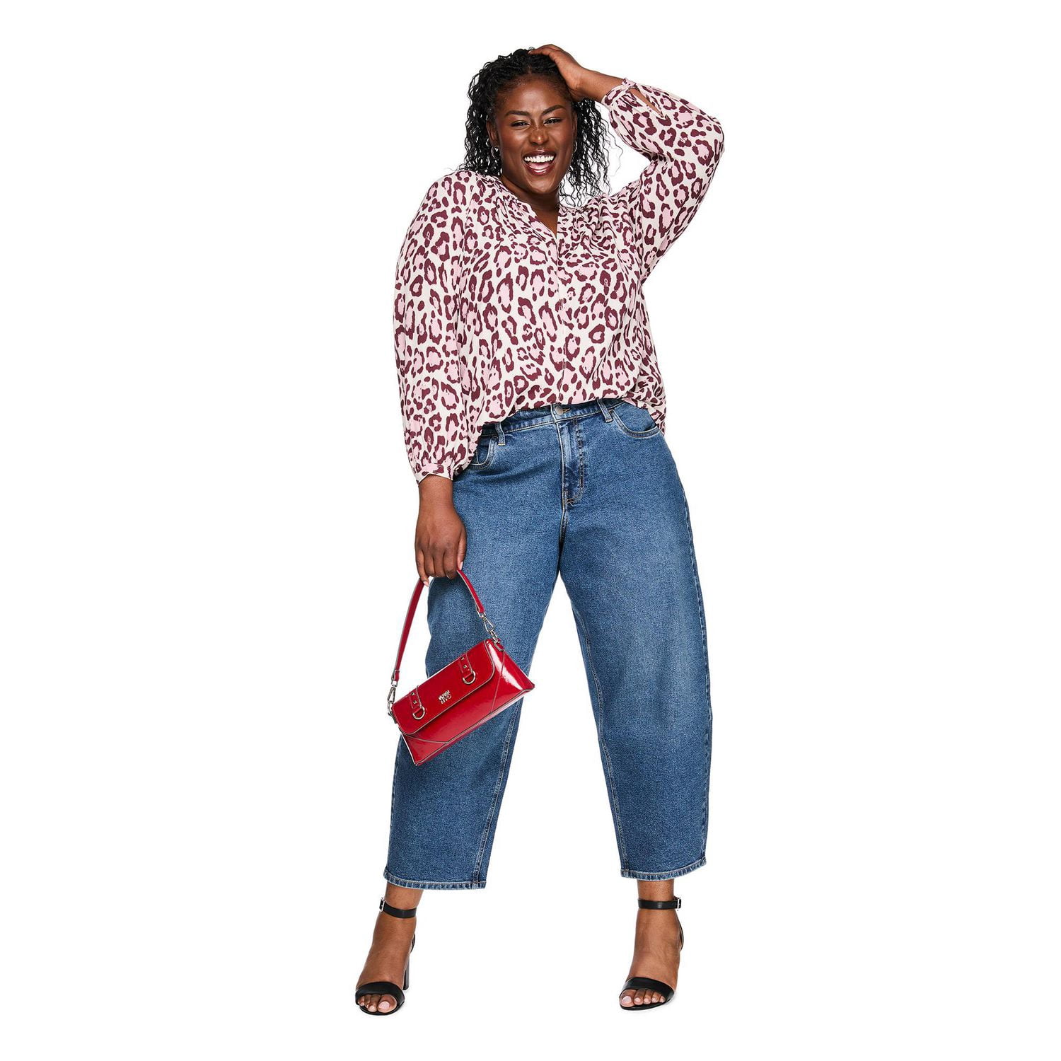 Lane Bryant Women's Plus Bishop-Sleeve Crepe Blouse