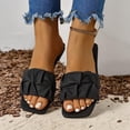 thumbnail image 4 of Womens Slide Sandals Flat Open Square Toe Fold Non Slip Casual Flat Sandals Black, 4 of 9