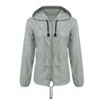 thumbnail image 4 of Women Hooded Jacket Waterproof Drawstring Hiking Rain Jacket Outwear Outdoor Sports Coat Jacket, 4 of 5