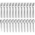 thumbnail image 1 of Mirdinner 24 Pcs Dinner Forks and Spoons Set, Stainless Steel Silverware Flatware Set, Salad Fork and Soup Spoon, Using for Home, Kitchen or Restaurant, Mirror Polished, Dishwasher Safe, 1 of 6