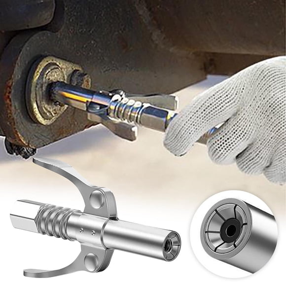HBYJLZYG Raccord de Pistolet à Graisse en Acier Inoxydable de 3,5 Pouces, Embout d'Outil de Graisse à Verrouillage Robuste Sans Joint d'Étanchéité, Buse d'Injecteur à Haute Pression pour Machinerie Auto, Argent