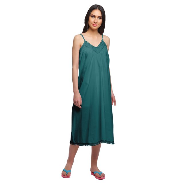 Moomaya Nuisette Sans Manches pour Femmes, Tenue de Nuit en Coton Uni