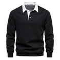 thumbnail image 1 of Yuyuzo Men Golf Shirts Long Sleeve Button Lapel V Neck Pullover Sports Tops Solid Color Patchwork Basic Blouse, 1 of 4