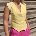 thumbnail image 2 of Timegard Tank Top for Women Button up Vests V Neck Slim Sleeveless Solid Color Top Summer Fashion, 2 of 5