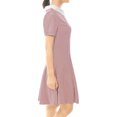thumbnail image 3 of INSPIRE CHIC Robe Évasée à Manches Courtes pour Femme à Col Claudine Contrastant m Rose, 3 of 4
