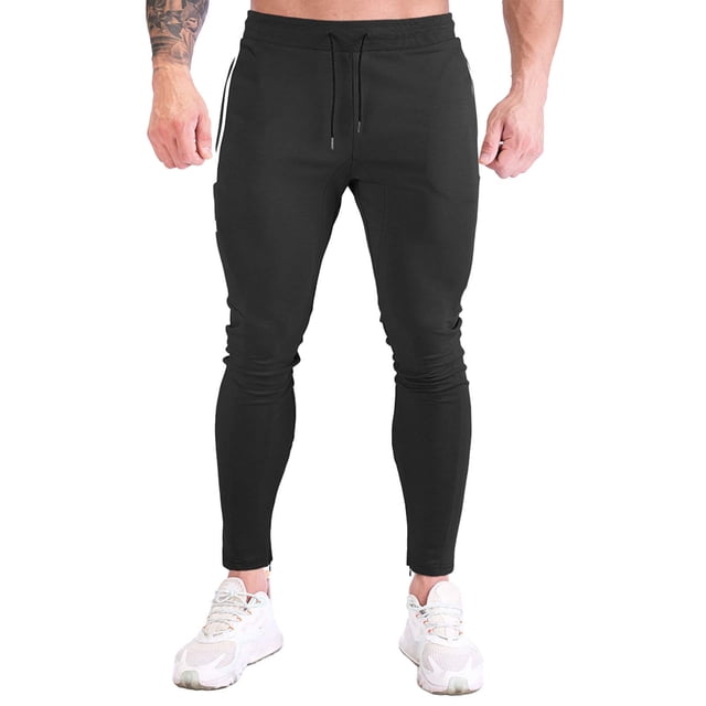 FAIWAD Men's Slim Sweatpants Elastic High Waist Drawstring Workout Athletic Pants with Pockets