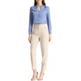 thumbnail image 2 of INSPIRE CHIC Chemise Élégante pour Femme à Col en V, Manches Longues, Boutonnée, TG Bleu, 2 of 7
