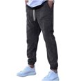 thumbnail image 4 of Ceisia Men Solid Color Loose Casual Pants Elastic Waist Drawstring Sports Gift Work Trousers, 4 of 8