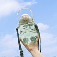 thumbnail image 2 of Cute Rabbit Water Bottle with Straw Large Capacity Plastic Drinking Bottle with Adjustable Shoulder Strap for Camping Sports Travel Picnic, 2 of 10