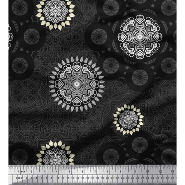 Soimoi Rayon Fabric Mandala Ethnic Print Fabric by Yard 42 Inch Wide