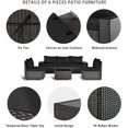 thumbnail image 3 of Kullavik Patio 6-Piece Steel Outdoor Wicker Sectional Sets with Cushions,Black, 3 of 5