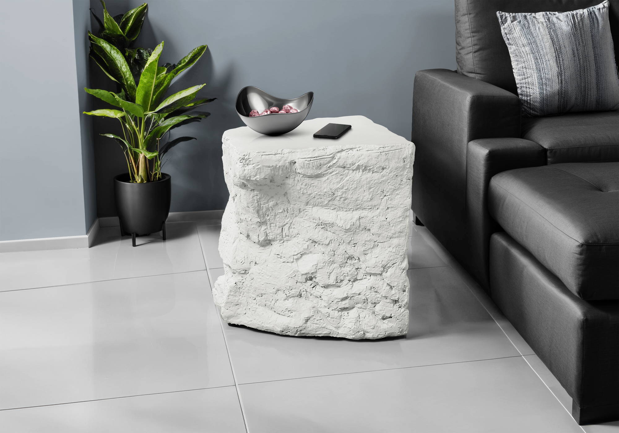 Monarch Specialties - Table D'Appoint, 25"H, Intérieur Ou Extérieur, Table D'Appoint, Table De Nuit, Bout, Chambre À Coucher, Salon, Blanc, Contemporain, Moderne