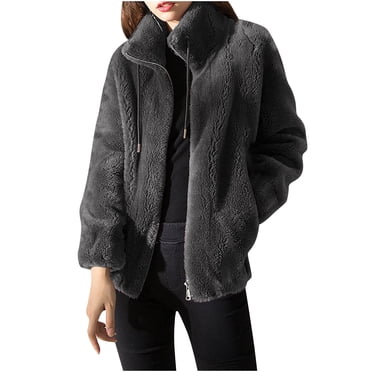 Winter Coats for Women Womens Fleece Jacket Full Zipper Sherpa Coats Long Sleeve Polar Sweatshirts Drawstring Hooded Outerwear with Pocket Abrigos de Mujer Elegantes para Invierno