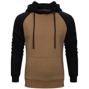 Rbaofujie Sweaters For Men Men Hoodies Color Block Patchwork Blend Fleece Pullover Kanga Pocket Sweatshirts Oversized Hoodie
