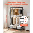 thumbnail image 3 of VEVOR Clothes Rack, Rolling Clothing Garment Rack with Adjustable Crossbar and Side Hooks, 150 lbs Load Capacity, Heavy Duty Carbon Steel Clothing Racks, 3 of 9