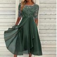 thumbnail image 4 of WTXUE Robe Grande Taille, Robe Mi-Longue pour Femme en Broderie Dentelle Chiffon, Robe Simulée, Robe Verte, 1# Vert 3TG, 4 of 5
