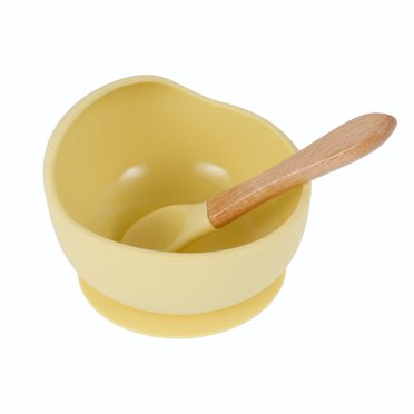 Suction Baby Bowls With Bamboo Spoon Aids Self Feeding Set Baby Cutlery Feeding Table Food Grade Silicone BPA Free Bowl Kids Utensils