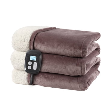 SUNNY HEAT Couverture Chauffante Électrique Format Full 72"x84 Pouces en Molleton Doux et Coton, 10 Niveaux de Chauffage et Arrêt Automatique 1 à 12 Heures, Violet