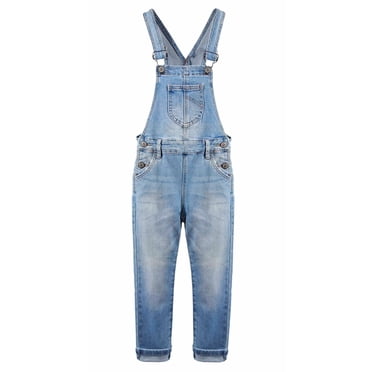 KIDSCOOL SPACE Girl's Ripped Jean with Pockets Overall, Size 8–9 Years