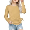 thumbnail image 1 of Sunnyoo T-Shirt Décontracté pour Filles Tout-Petits Manches Longues Col Rond Nœud Froncé, Tailles 3-14, 1 of 8