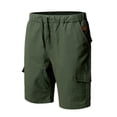 thumbnail image 3 of Mens Shorts Casual Solid Color Pocket High Waist Drawstring Knee Length Shorts Pants with Multi Pockets, 3 of 5