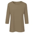 thumbnail image 4 of T-shirt d'Été pour Femmes à Manches 3/4 Longues, Col Rond, T-Shirt de Compression pour Femmes, Haut Ample à Imprimé Floral, Tee-Shirts, T-Shirts pour Femmes, Chemises Décontractées en Lin et Coton Fin pour Femmes, Tunique, Tee, Blouse, 4 of 4