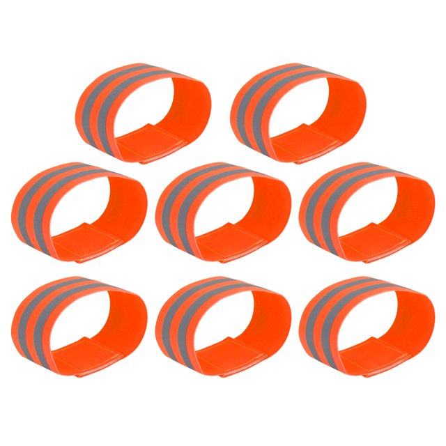 Unique Bargains 8pcs Reflective Bands for Arm High Visibility Night Cycling Riding Reflector Tape Straps Bracelet