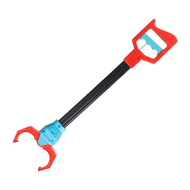 lionlar Children Intelligence Grabber Litter Picker Toys Robot Hand and Robotic Claw in red and blue colors. This interactive STEM toy features a long black arm with a red handle and a red claw with blue accents, ideal for picking up small items, developing fine motor skills, and engaging in creative play.