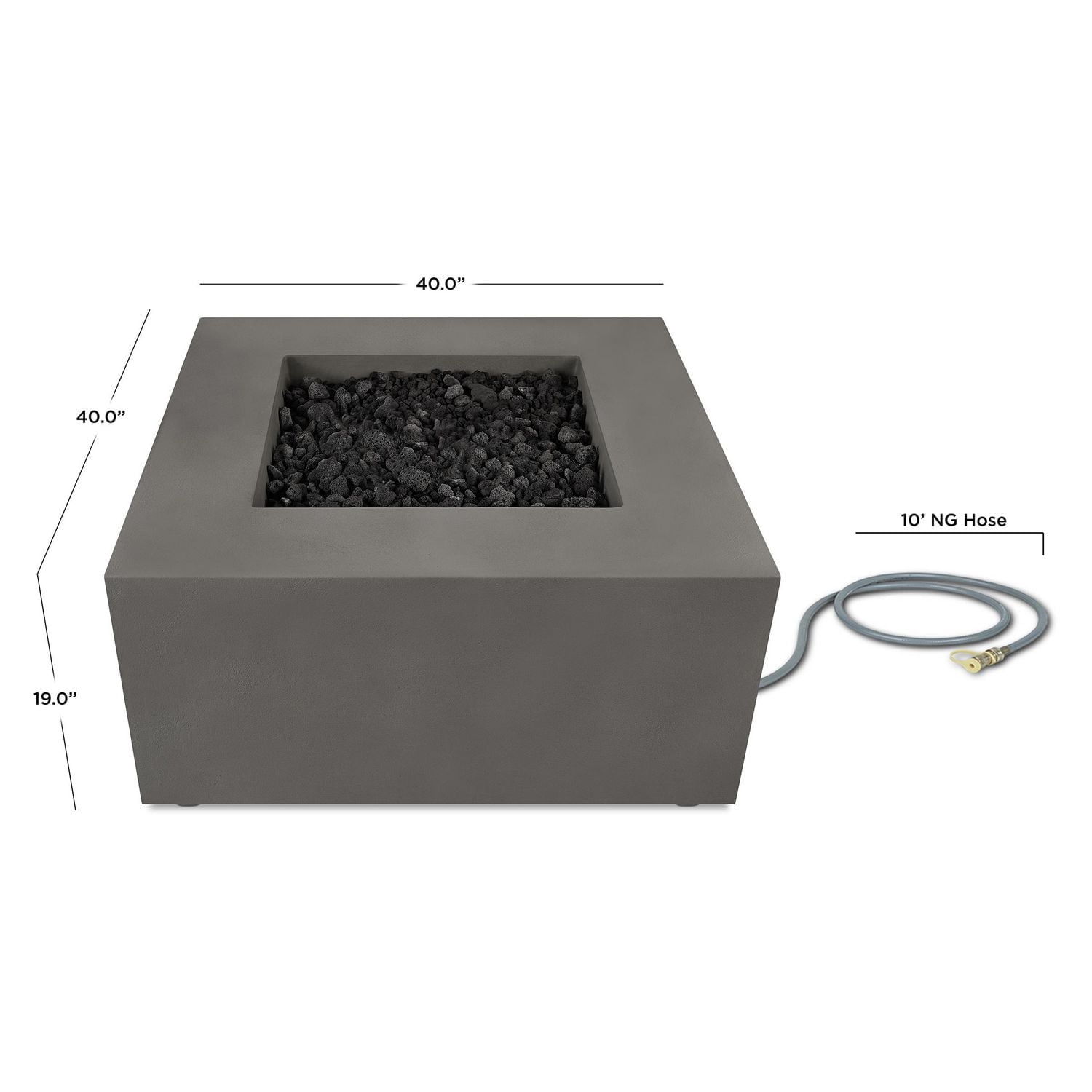 Real Flame Estes 40" Square Concrete Natural Gas Fire Pit Carbon by Jensen Co.