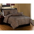 thumbnail image 1 of Grand Linen Black/Brown Comforter Set Leopard/Zebra Print Microfur Bed in A Bag Queen Size Bedding, 1 of 2