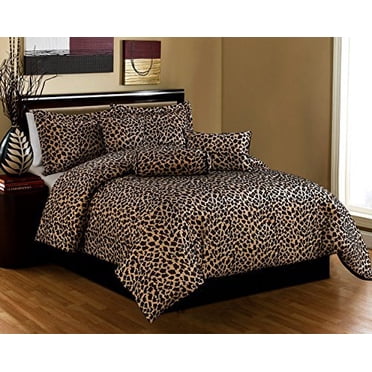 Grand Linen Ensemble de Douillette Noir/brun Imprimé Léopard/zèbre Microfibre Lit Tout-en-un Format Grand Literie